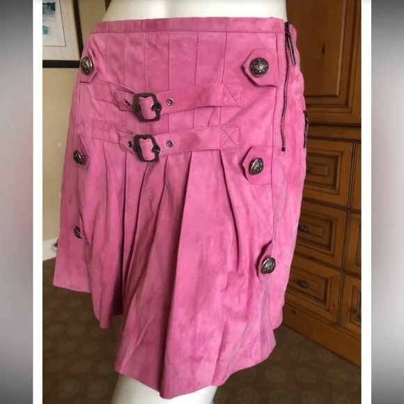 🦋💫 Christian Dior by John Galliano Vintage Pink Suede Mini Skirt 🦋💫 - Picture 2 of 6